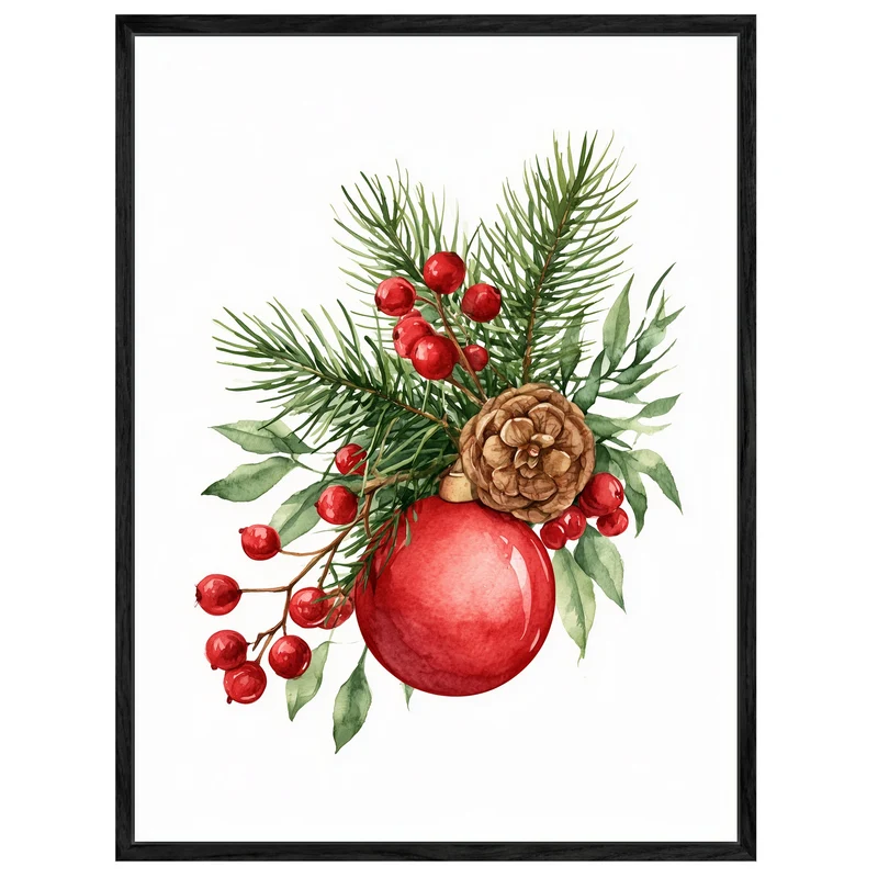Weihnachtlicher Tannenzweig Stillleben Leinwand