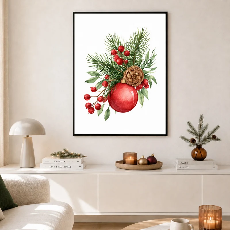Weihnachtlicher Tannenzweig Stillleben Poster