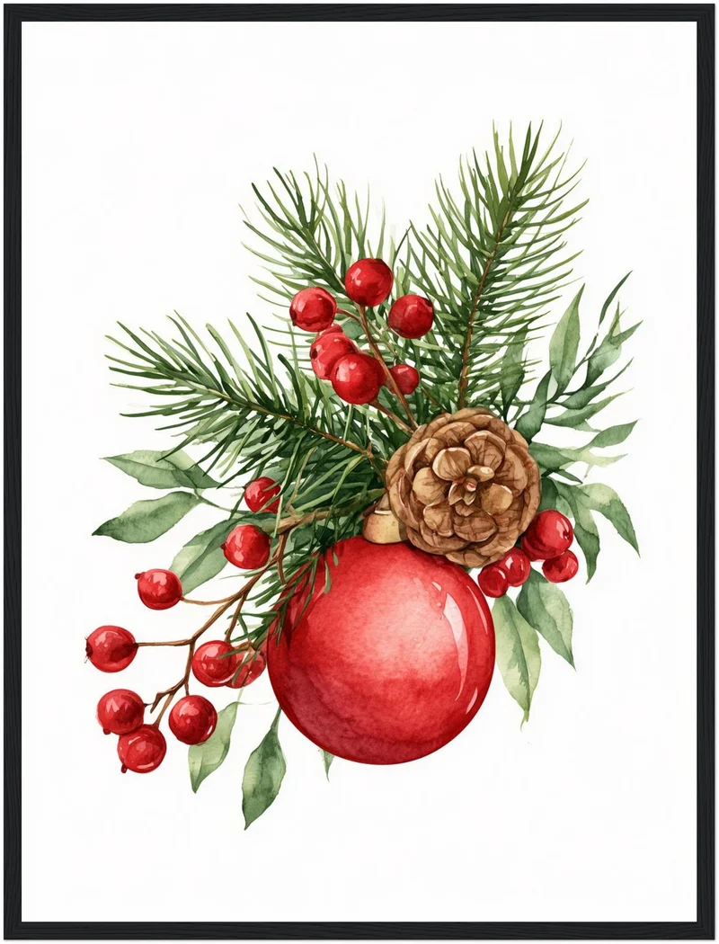 Weihnachtlicher Tannenzweig Stillleben Poster