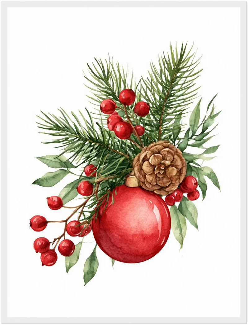Weihnachtlicher Tannenzweig Stillleben Poster