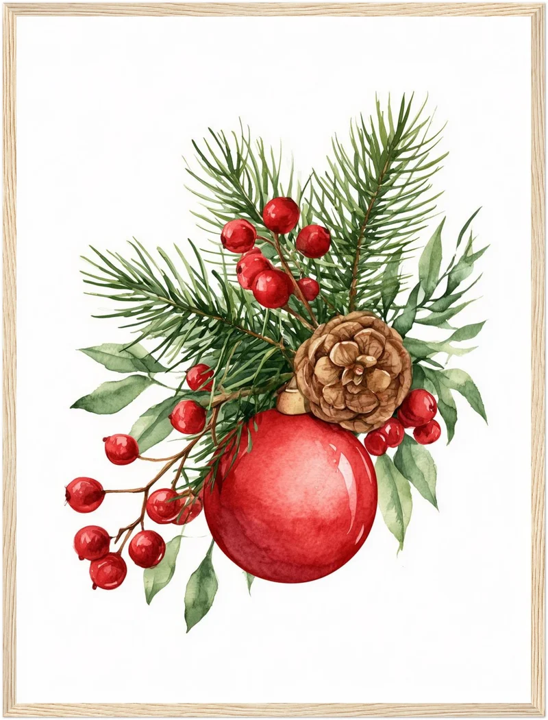 Weihnachtlicher Tannenzweig Stillleben Poster