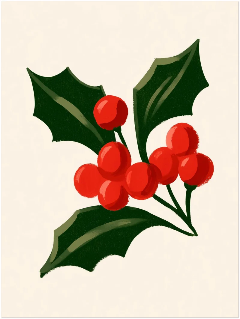 Stechpalme mit roten Beeren Leinwand