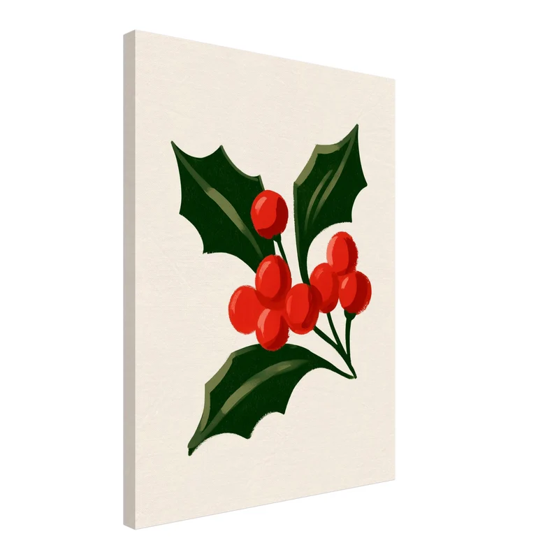 Stechpalme mit roten Beeren Leinwand