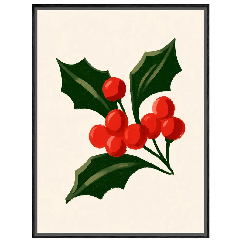 Stechpalme mit roten Beeren Leinwand