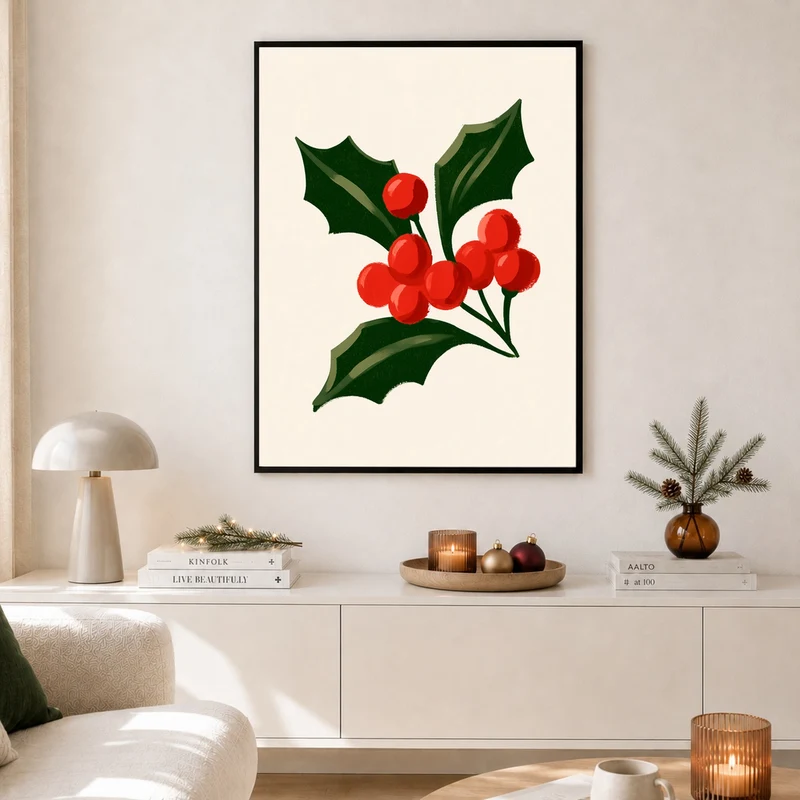 Stechpalme mit roten Beeren Poster