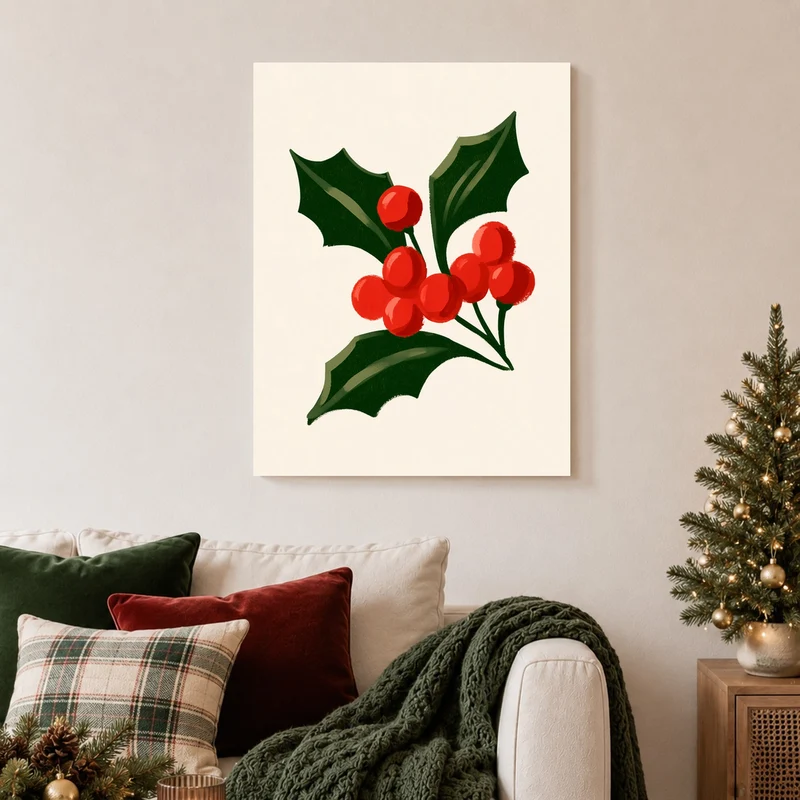 Stechpalme mit roten Beeren Poster