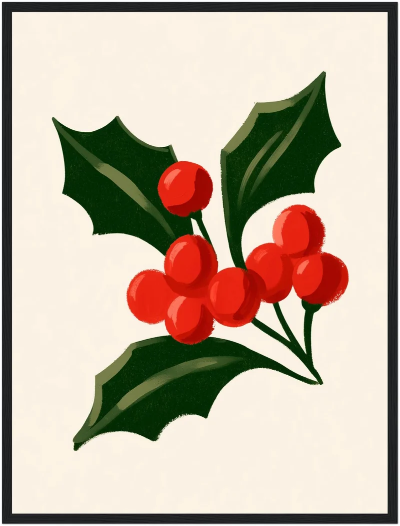 Stechpalme mit roten Beeren Poster