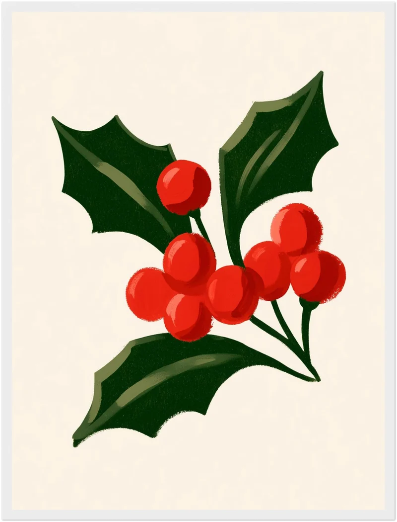Stechpalme mit roten Beeren Poster