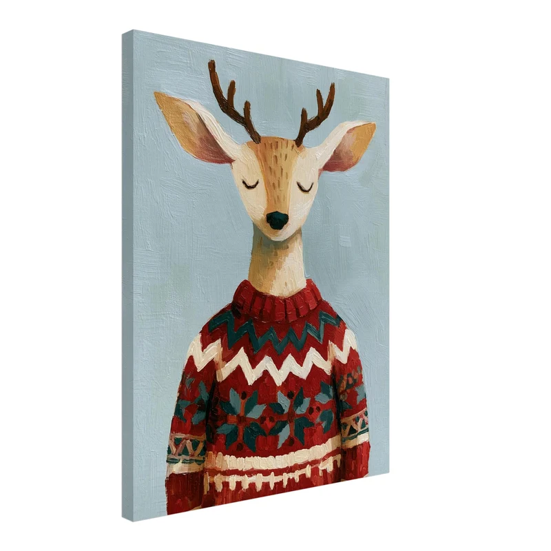Rentier im Weihnachtspullover Leinwand