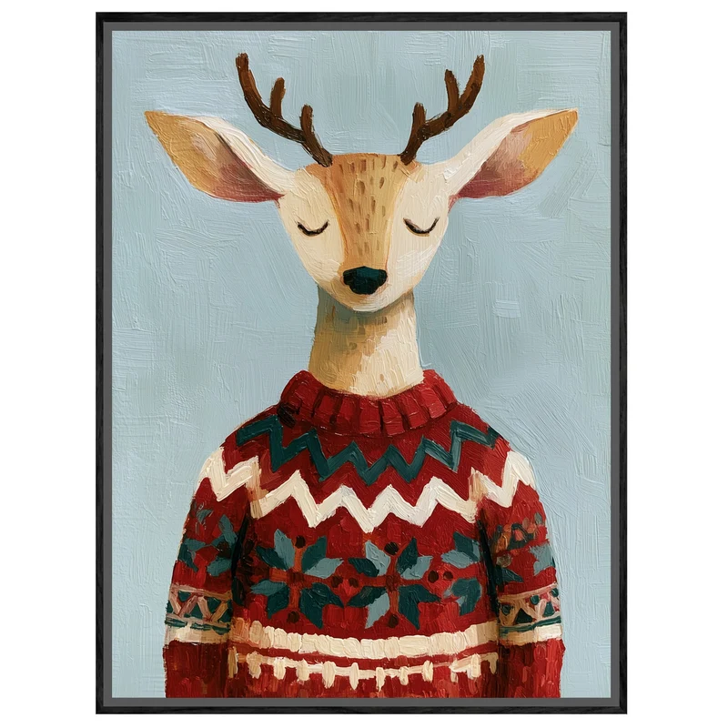 Rentier im Weihnachtspullover Leinwand