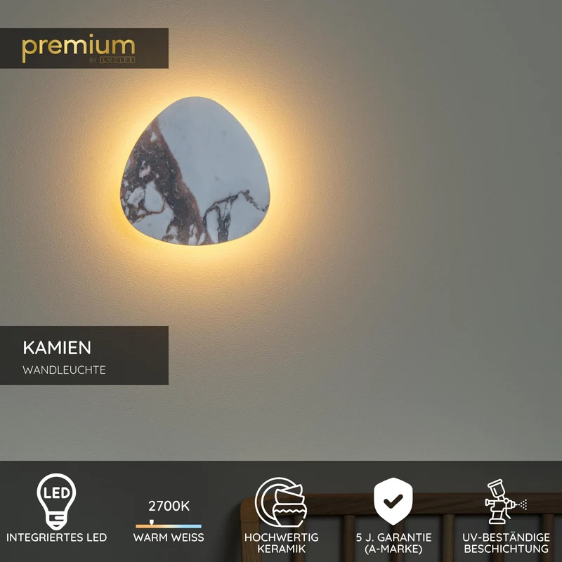 LED-Wandleuchte Kamien aus Keramik Länge 20cm