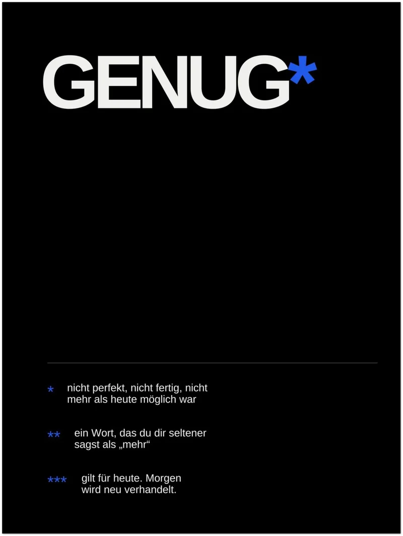 Genug – Heute reicht es Poster