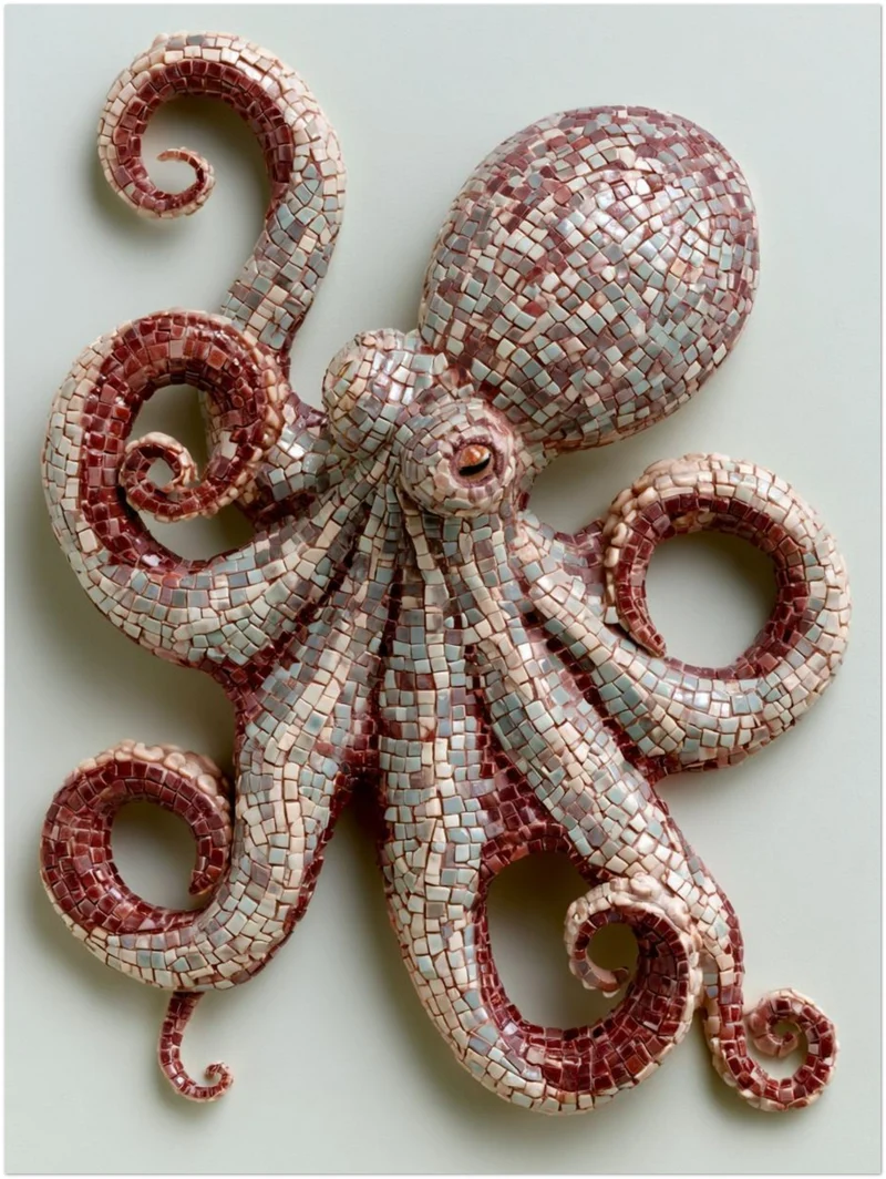 Oktopus Mosaik Kunst Leinwand