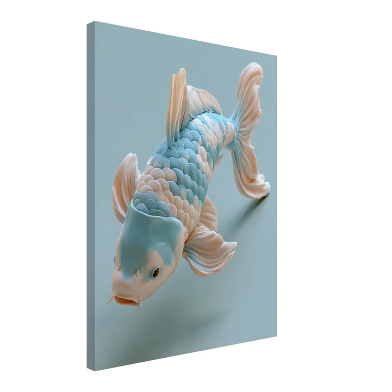 Koi Fisch Pastellblau Leinwand