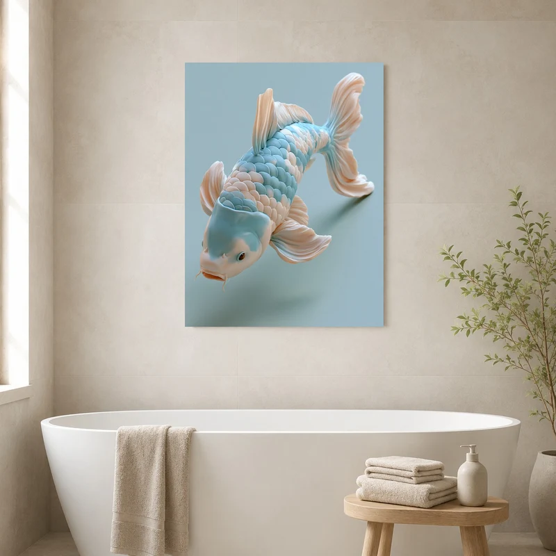 Koi Fisch Pastellblau Leinwand