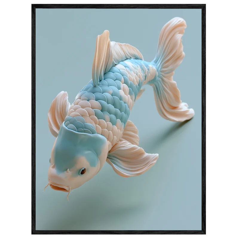 Koi Fisch Pastellblau Leinwand