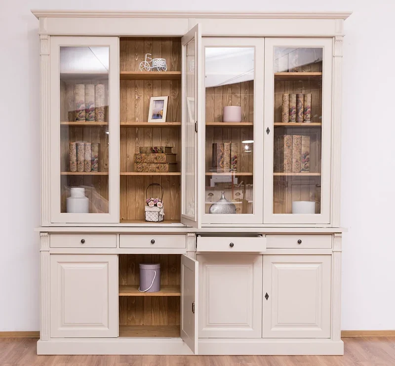 Vitrine aus Massivholz | Regalschrank Kombination