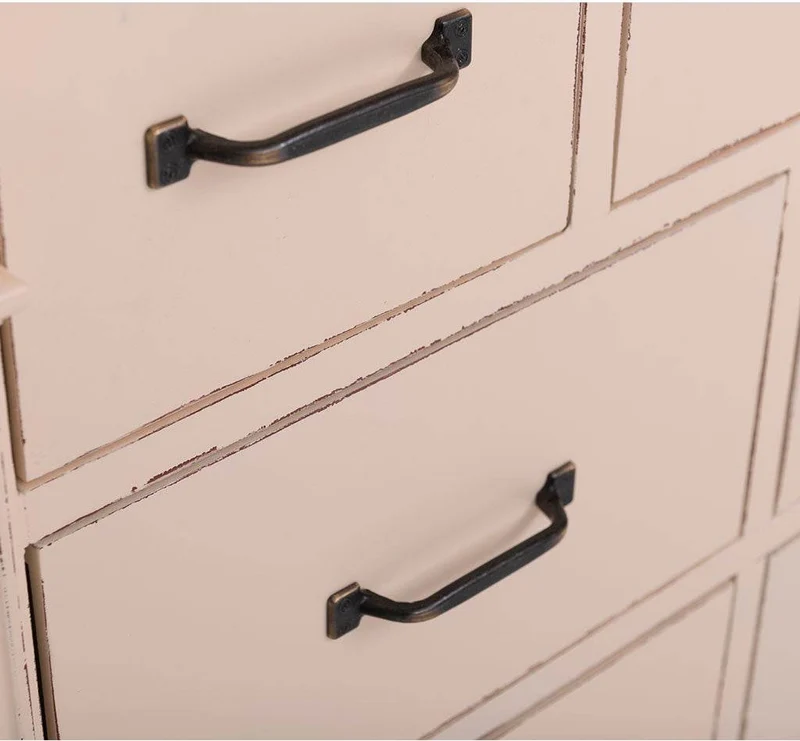 Apothekerschrank aus Massivholz mit 12 Schubladen und Ornamenten