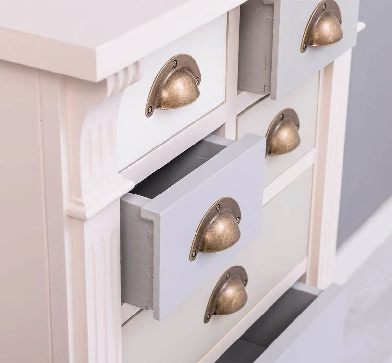 Schmale Apothekerkommode im Landhausstil mit 8 Schubladen
