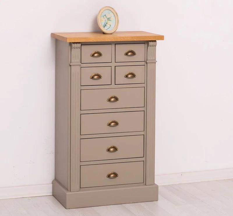 Schmale Apothekerkommode im Landhausstil mit 8 Schubladen