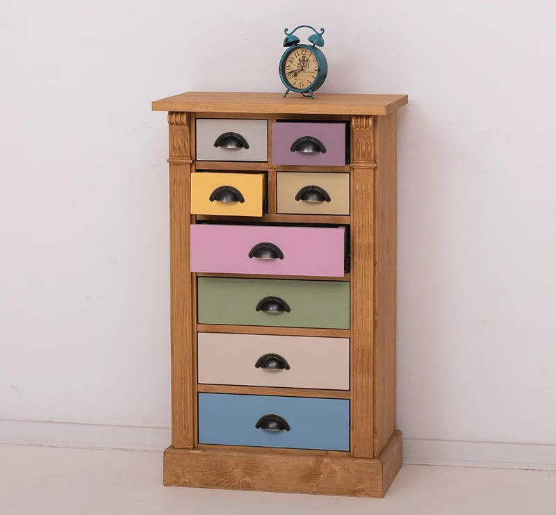 Schmale Apothekerkommode im Landhausstil mit 8 Schubladen