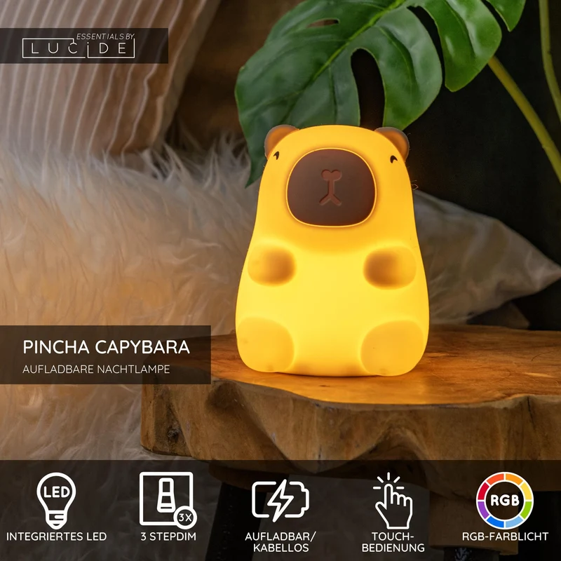 LED-Nachtlampe Pincha Capybara wiederaufladbar RGB dimmbar