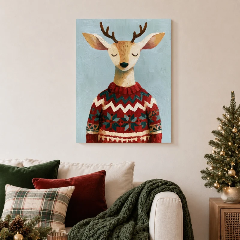 Rentier im Weihnachtspullover Poster