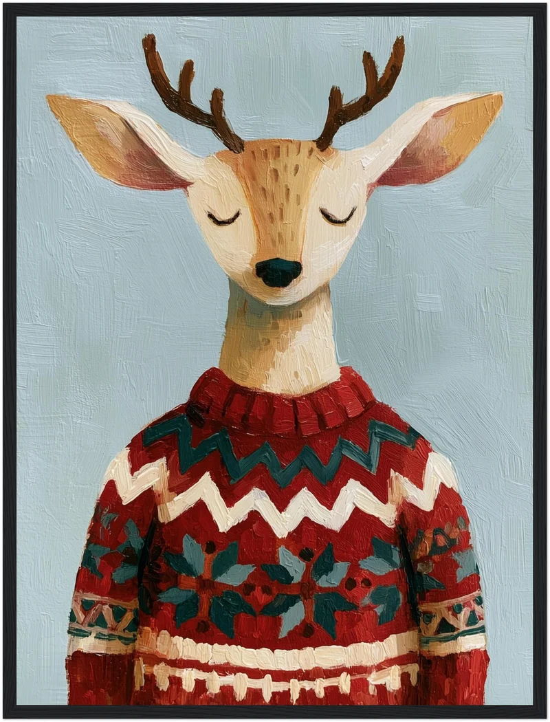 Rentier im Weihnachtspullover Poster