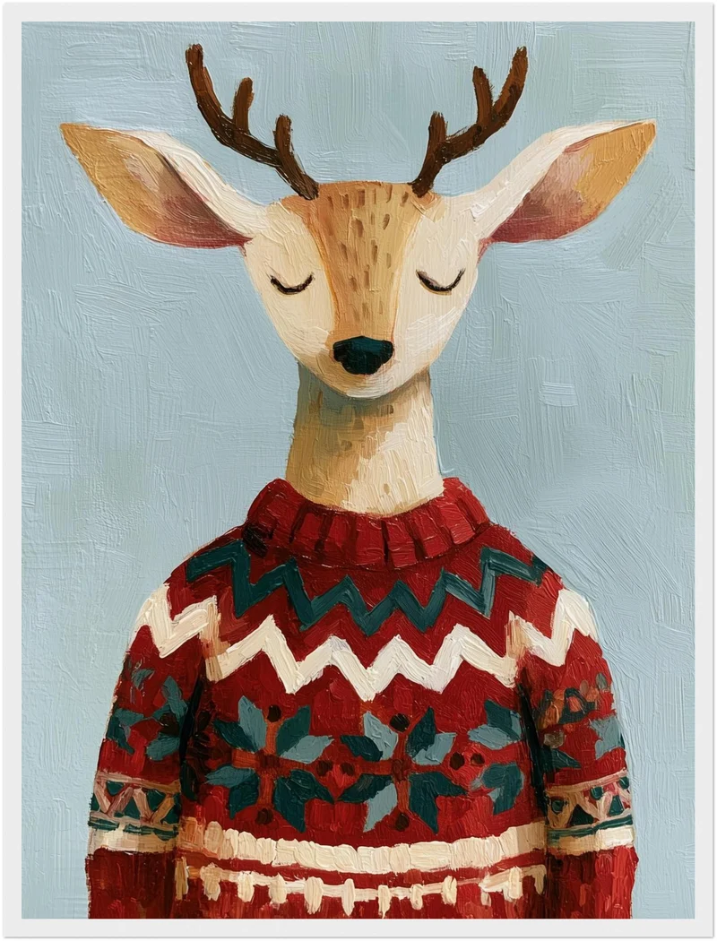 Rentier im Weihnachtspullover Poster