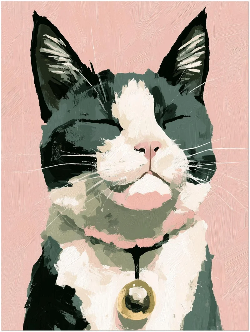 Zufriedene Katze mit Glöckchen Leinwand
