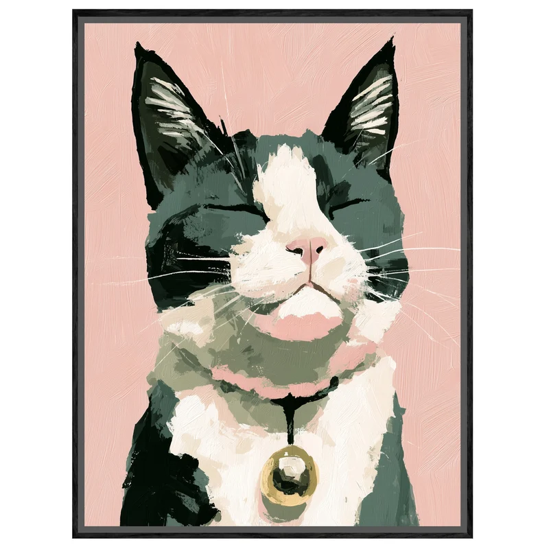 Zufriedene Katze mit Glöckchen Leinwand