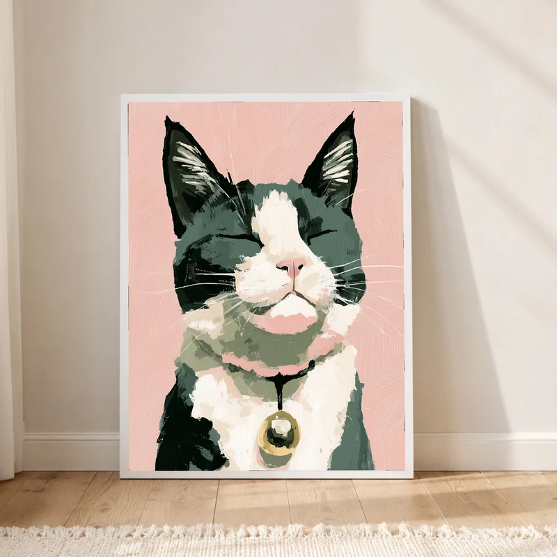 Zufriedene Katze mit Glöckchen Poster