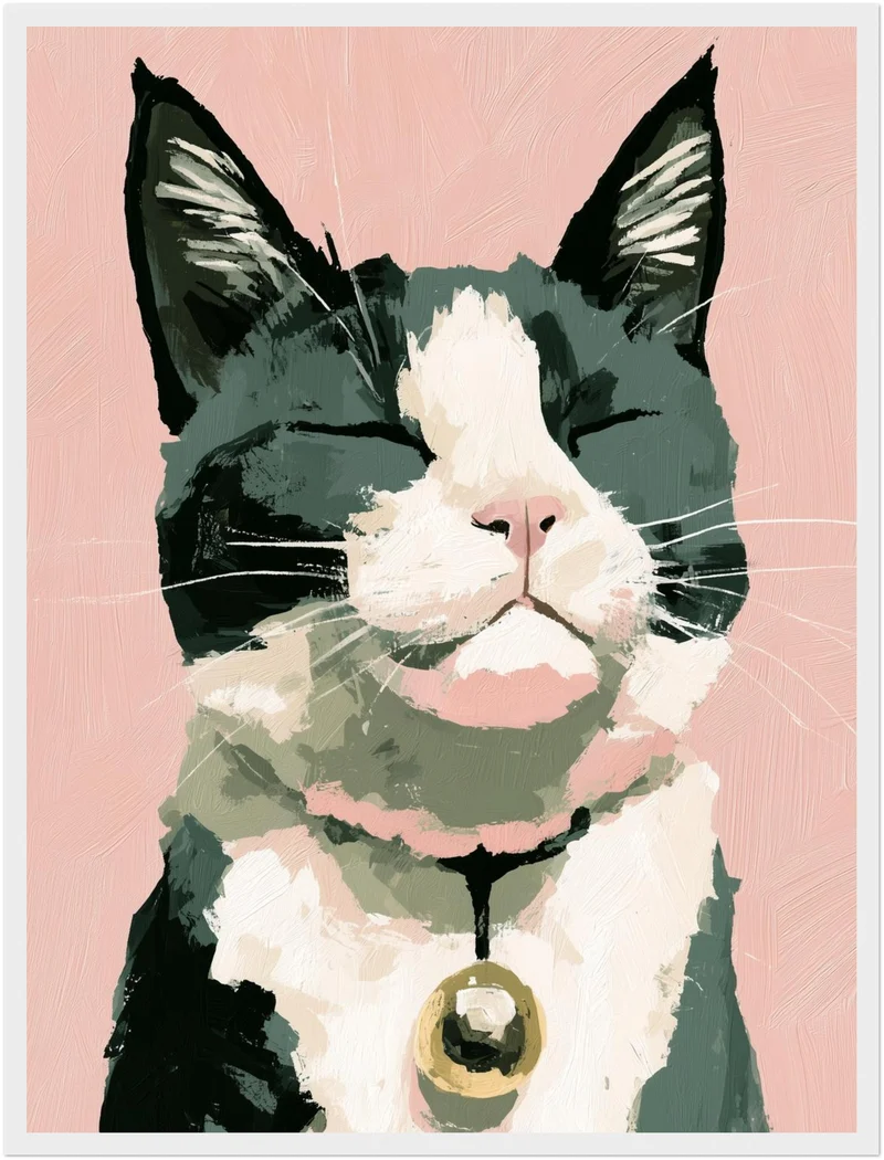 Zufriedene Katze mit Glöckchen Poster