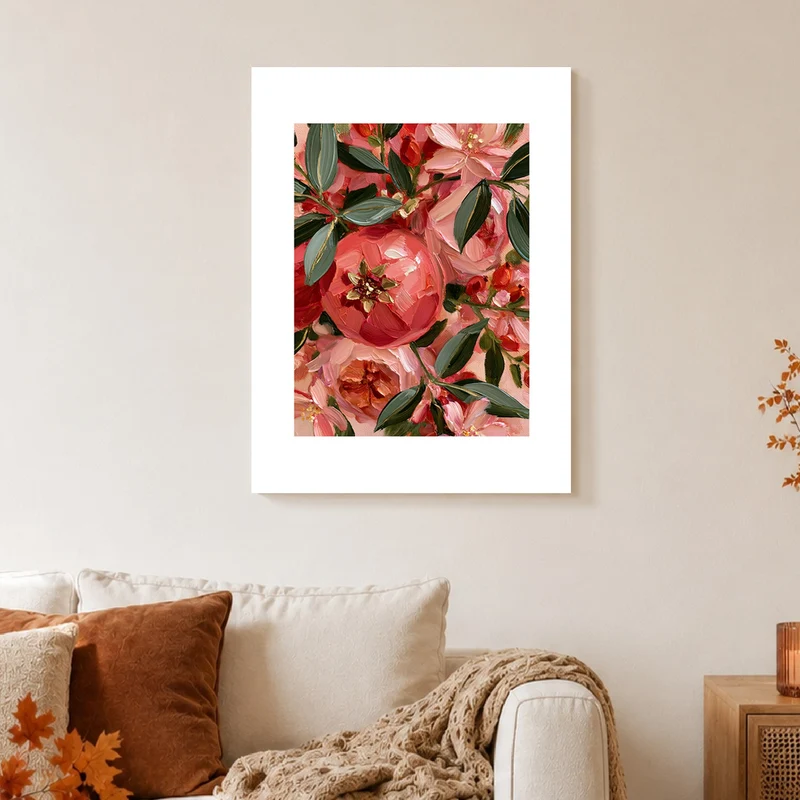 Pfingstrosenblüten in Korallrot Poster