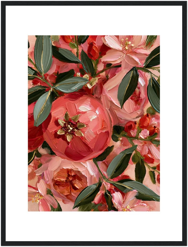 Pfingstrosenblüten in Korallrot Poster