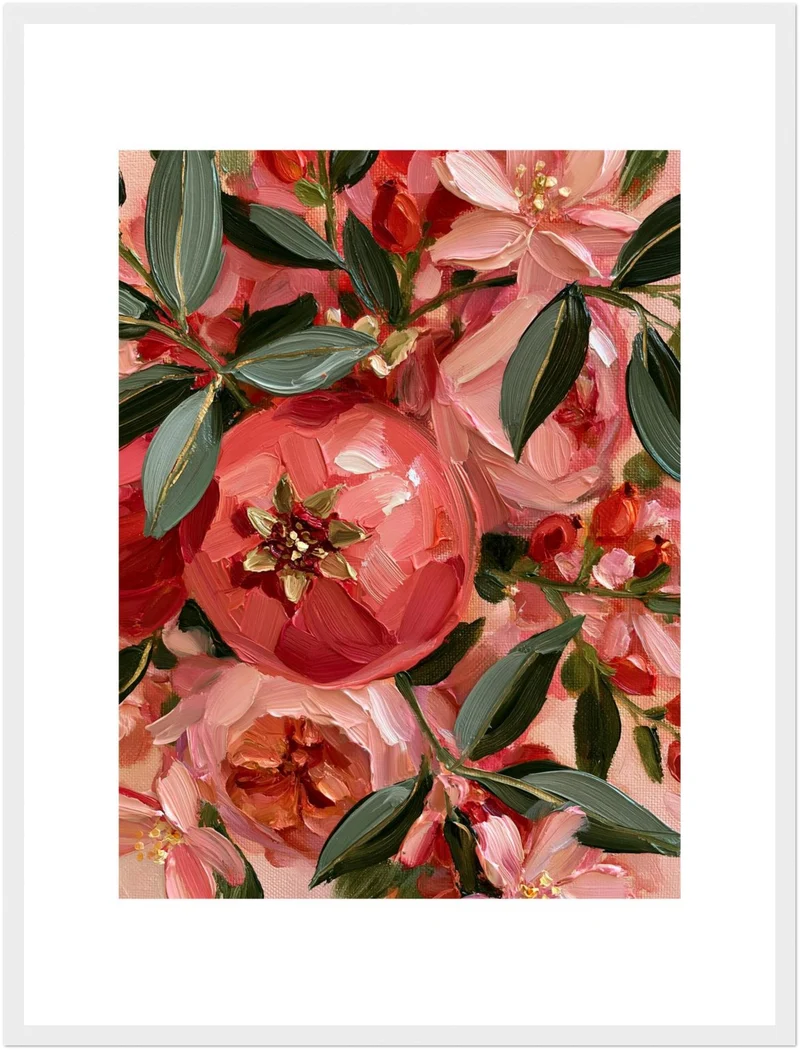 Pfingstrosenblüten in Korallrot Poster