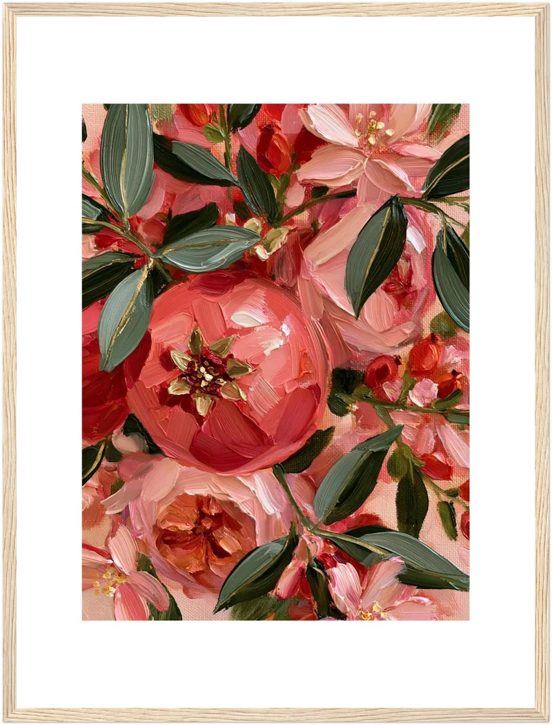 Pfingstrosenblüten in Korallrot Poster