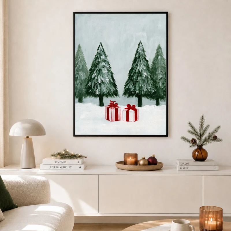Wintergeschenke im Schnee Poster