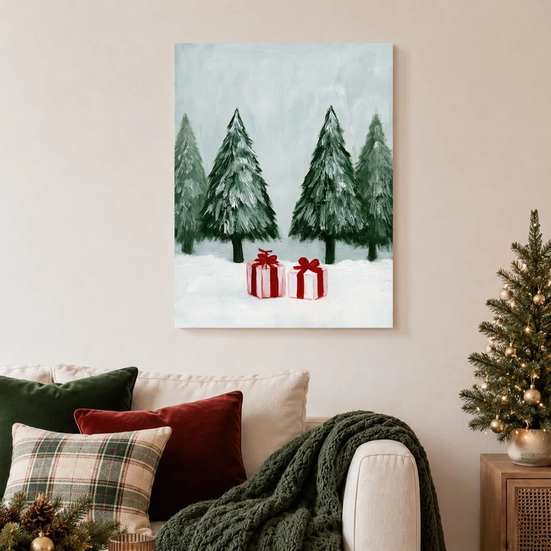 Wintergeschenke im Schnee Poster