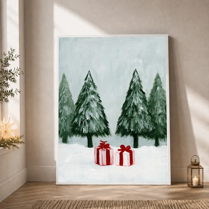 Wintergeschenke im Schnee Poster