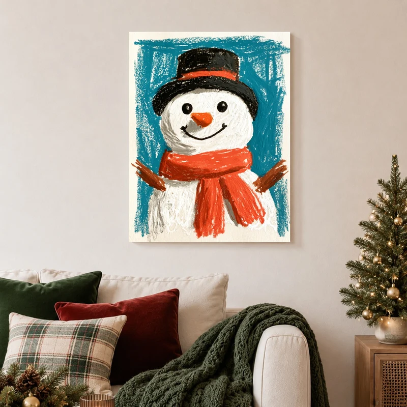 Fröhlicher Schneemann im Winter Leinwand