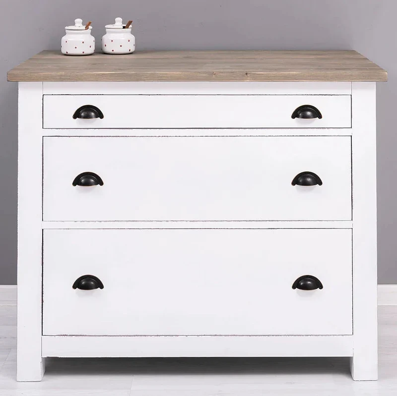 Küchenmodul aus Massivholz | mit 3 Schubladen - Schrank und Besteckorganizer