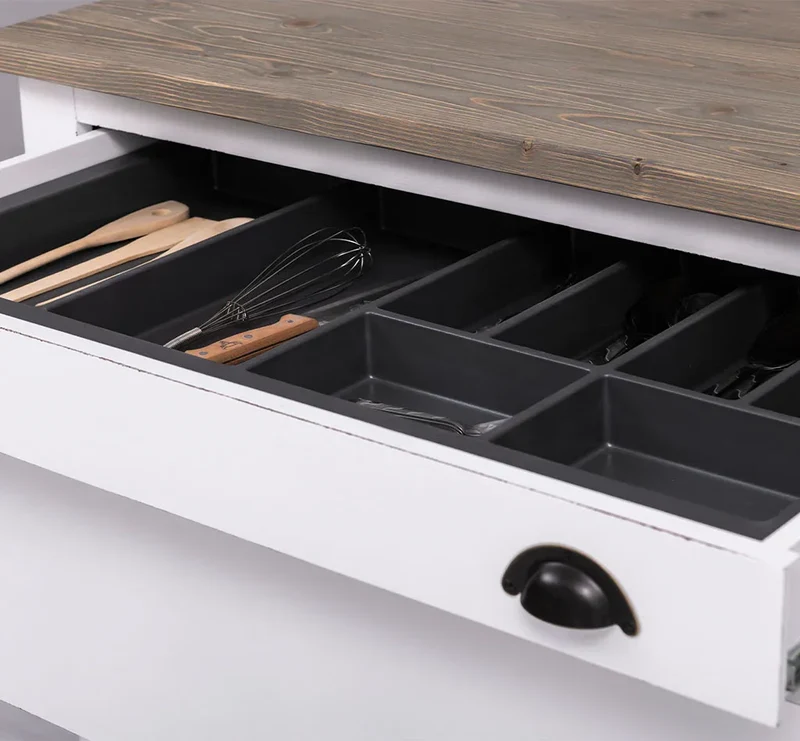 Küchenmodul aus Massivholz | mit 3 Schubladen - Schrank und Besteckorganizer