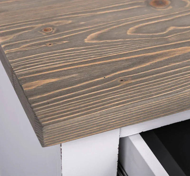 Küchenmodul aus Massivholz | mit 3 Schubladen - Schrank und Besteckorganizer