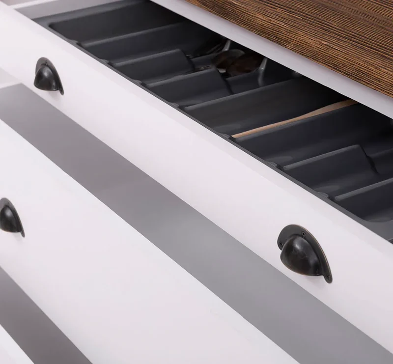 Küchenmodul aus Massivholz | mit 3 Schubladen - Schrank und Besteckorganizer