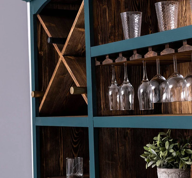 Großer Buffetschrank aus Massivholz | Wohnzimmerschrank mit Glashaltern und Weinfächern