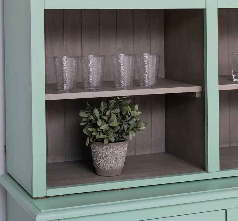 Großer Buffetschrank aus Massivholz | Wohnzimmerschrank mit Glashaltern und Weinfächern