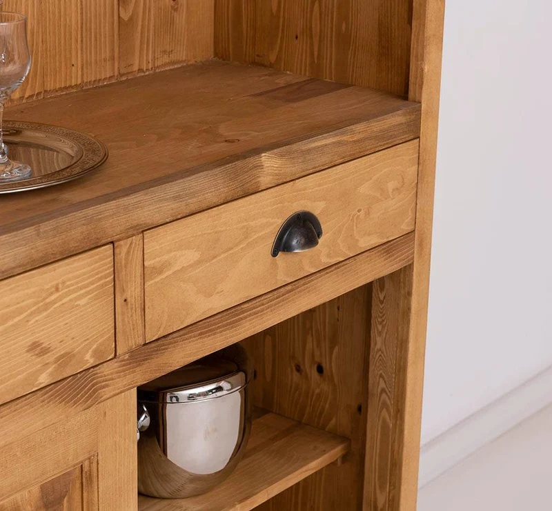 Buffet- und Weinschrank aus Massivholz mit Flaschenablagen