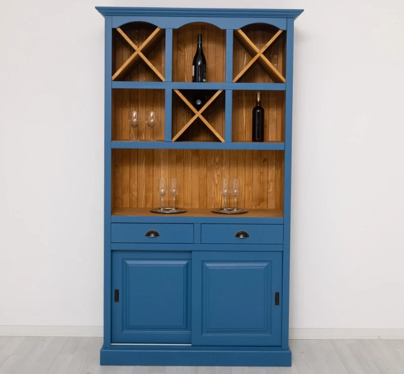 Buffet- und Weinschrank aus Massivholz mit Flaschenablagen