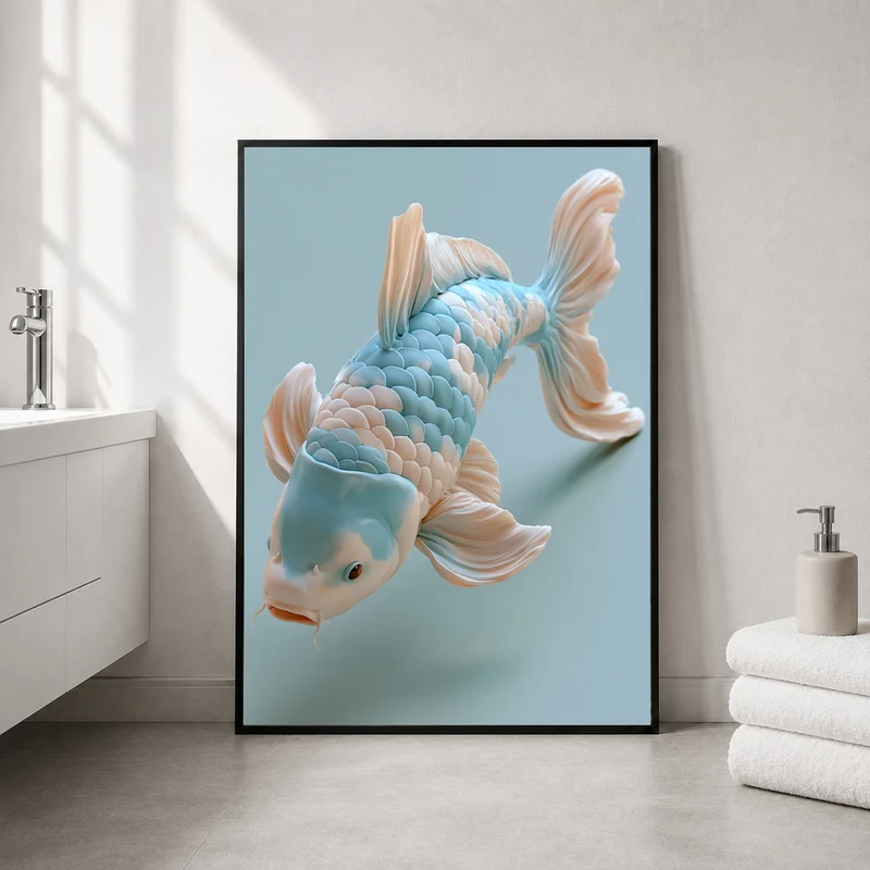 Koi Fisch Pastellblau Poster